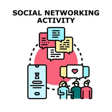 Social networking activity messaging online community Stock Illustration