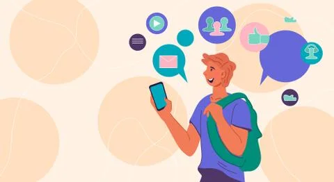 Social networking and online wireless connection flat vector illustration. Stock Illustration