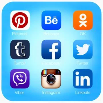 Social networking applications on Apple iPad Air 스톡 일러스트