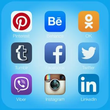 Social networking applications on the computer display Illustrazione stock