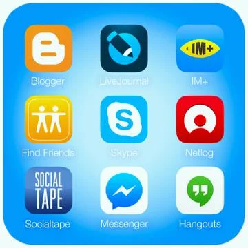 Social networking apps on the computer display Stock Illustration