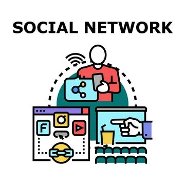 Social networking concept using digital online platforms Stock Illustration