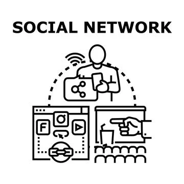 Social networking concept using digital online platforms Stock Illustration