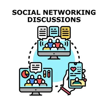 Social networking discussing online digital communication concepts Stock Illustration