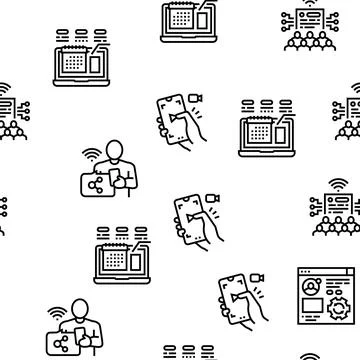 Social Networking Online App Vector Seamless Pattern Stock Illustration