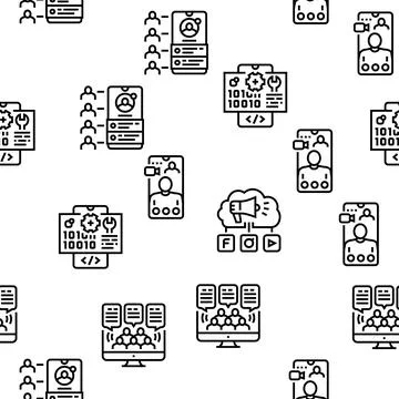 Social Networking Online App Vector Seamless Pattern Stock Illustration