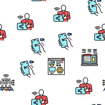 Social Networking Online App Vector Seamless Pattern Stock Illustration