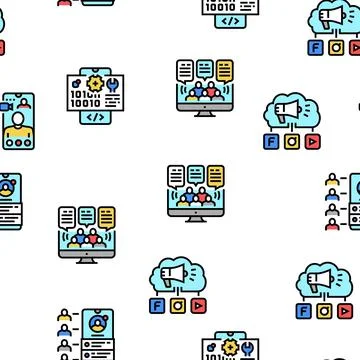 Social Networking Online App Vector Seamless Pattern Stock Illustration