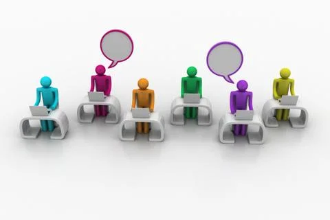 Social networking people with speech bubble Free Stock Illustration