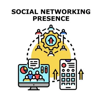 Social networking presence concept representing online influence Stock Illustration