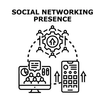 Social networking presence concept representing online influence Stock-Illustration