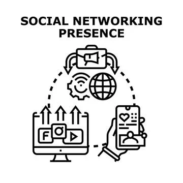 Social networking presence strategy using digital marketing Stock Illustration