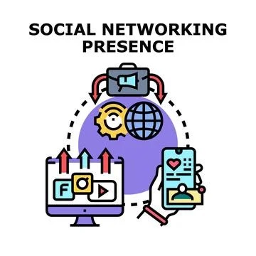 Social networking presence strategy using digital marketing Stock Illustration