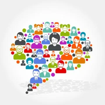 Social networking - speech bubble made of people icons Stock Illustration