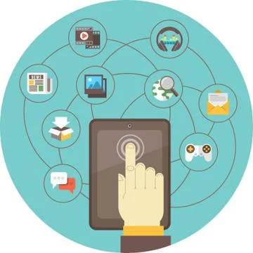 Social networking by tablet Stock Illustration