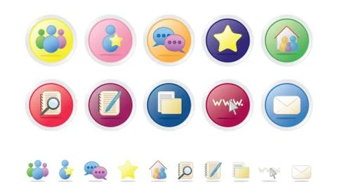Social &amp; Networking Vector Icon Set - Bubble Series Stock Illustration