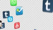 Social Networks App Icons Fly Through With Alpha-Channel 1920X1080 Stock Footage