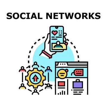 Social networks concept connecting users and sharing content Stock Illustration