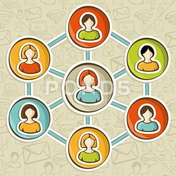 Social networks online marketing interaction Stock Illustration