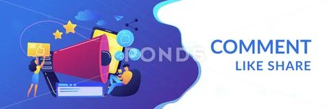 Social networks promotion concept banner header. Stock Illustration