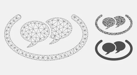 Social Networks Vector Mesh 2D Model and Triangle Mosaic Icon Stock Illustration