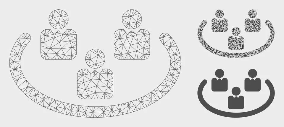 Social Networks Vector Mesh Wire Frame Model and Triangle Mosaic Icon Stock Illustration