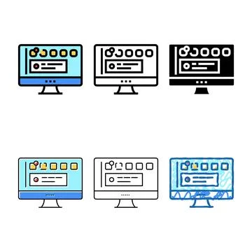 Social page computer screen color icon designs vector Illustrazione stock