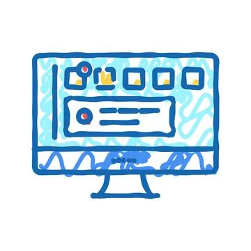 Social page computer screen icon doodle illustration Stock Illustration