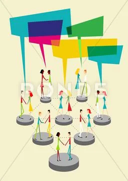 Social people balloon interaction Stock Illustration