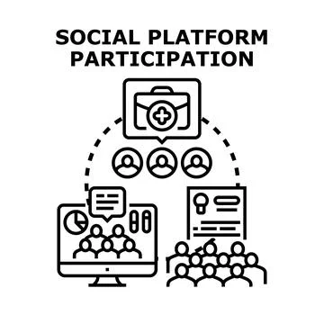 Social platform participation concept communicating ideas online Stock Illustration