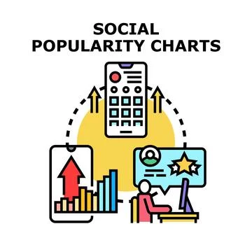 Social popularity charts analyzing digital marketing growth concept Stock Illustration
