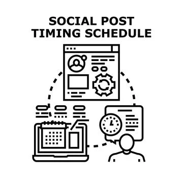 Social post timing schedule planning digital marketing strategy 스톡 일러스트