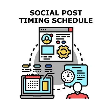 Social post timing schedule planning digital marketing strategy 스톡 일러스트
