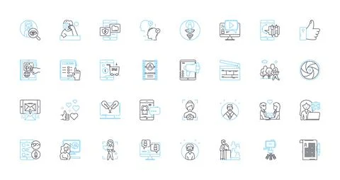 Social press linear icons set. Instagram, Facebook, Twitter, LinkedIn, Snapchat 库存插图