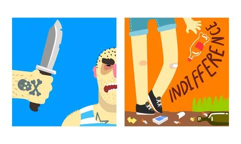 Social Problem Poster with State of Indifference Among Youth and Pirate Vector 스톡 일러스트