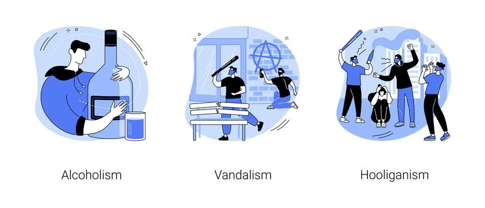 Social problems abstract concept vector illustrations. Stock Illustration