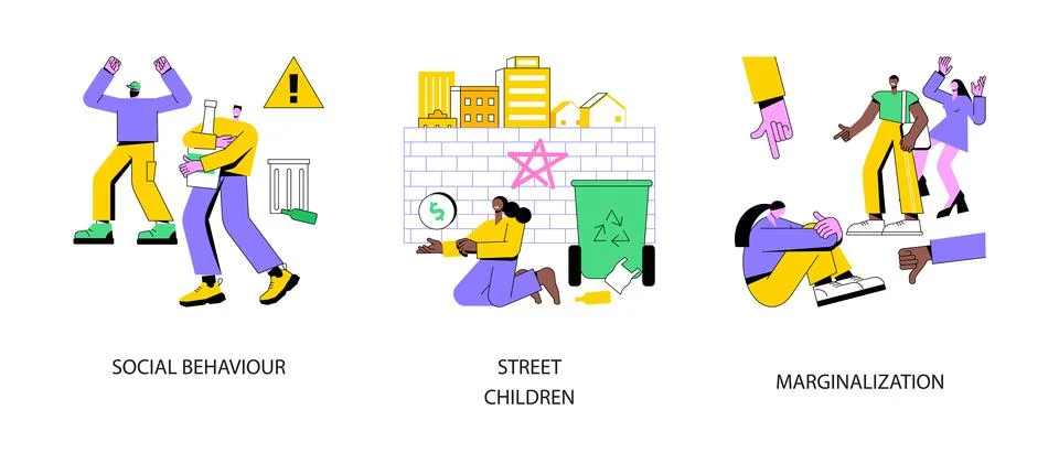 Social problems abstract concept vector illustrations. Illustrazione stock