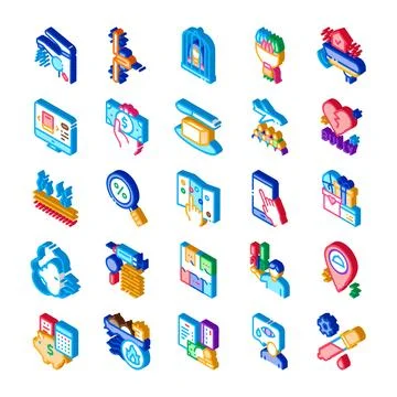 Social problems and issues isometric icons collection Stock Illustration
