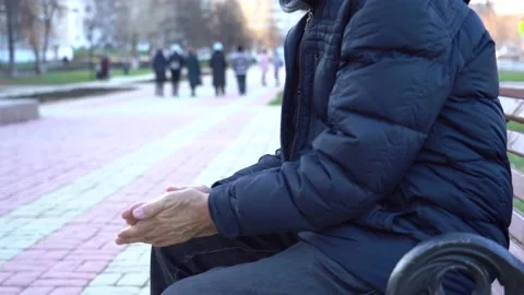 Social problems concept. Hands of a pensioner close up. Financial difficulties. Stock Footage 144830093