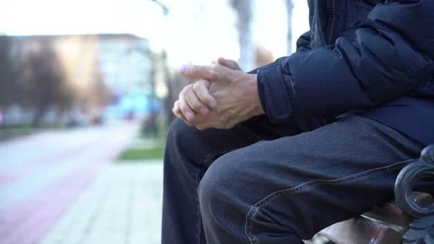 Social problems concept. Hands of a pensioner close up. Financial difficulties. Stock Footage 155068443