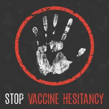 Social problems of humanity. Stop anti-vaccine hesitancy. Stock-Illustration
