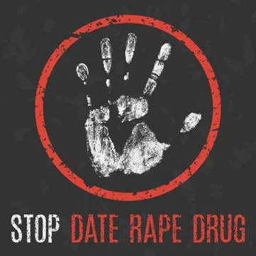 Social problems of humanity. Stop date rape drug. 스톡 일러스트