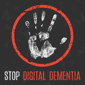 Social problems of humanity. Stop digital dementia. 스톡 일러스트
