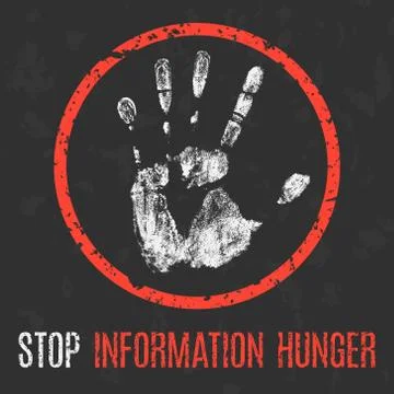 Social problems of humanity. Stop information hunger. Vector. 스톡 일러스트
