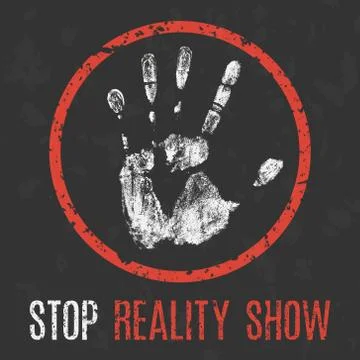 Social problems of humanity. Stop reality show. Ilustración de archivo