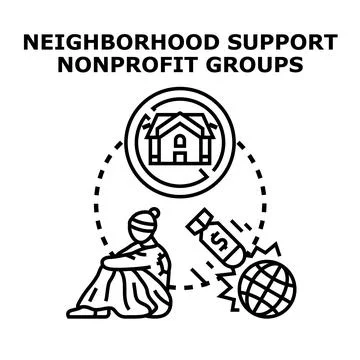 Social problems impacting community support and nonprofit organizations Illustration