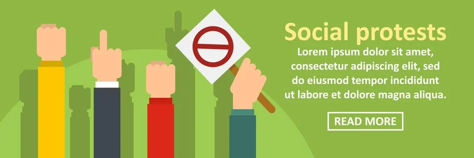 Social protests banner horizontal concept Illustrazione stock