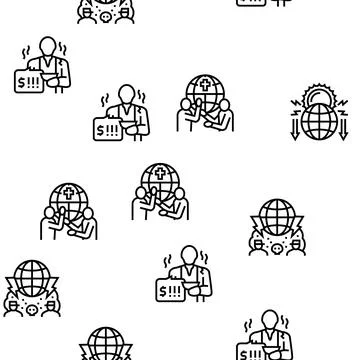 Social Public Problems Worldwide Vector Seamless Pattern Stock Illustration