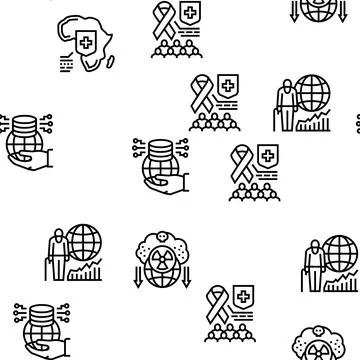 Social Public Problems Worldwide Vector Seamless Pattern Stock Illustration