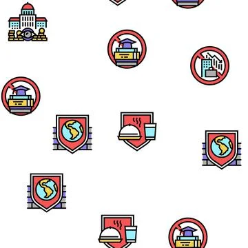 Social Public Problems Worldwide Vector Seamless Pattern Stock Illustration